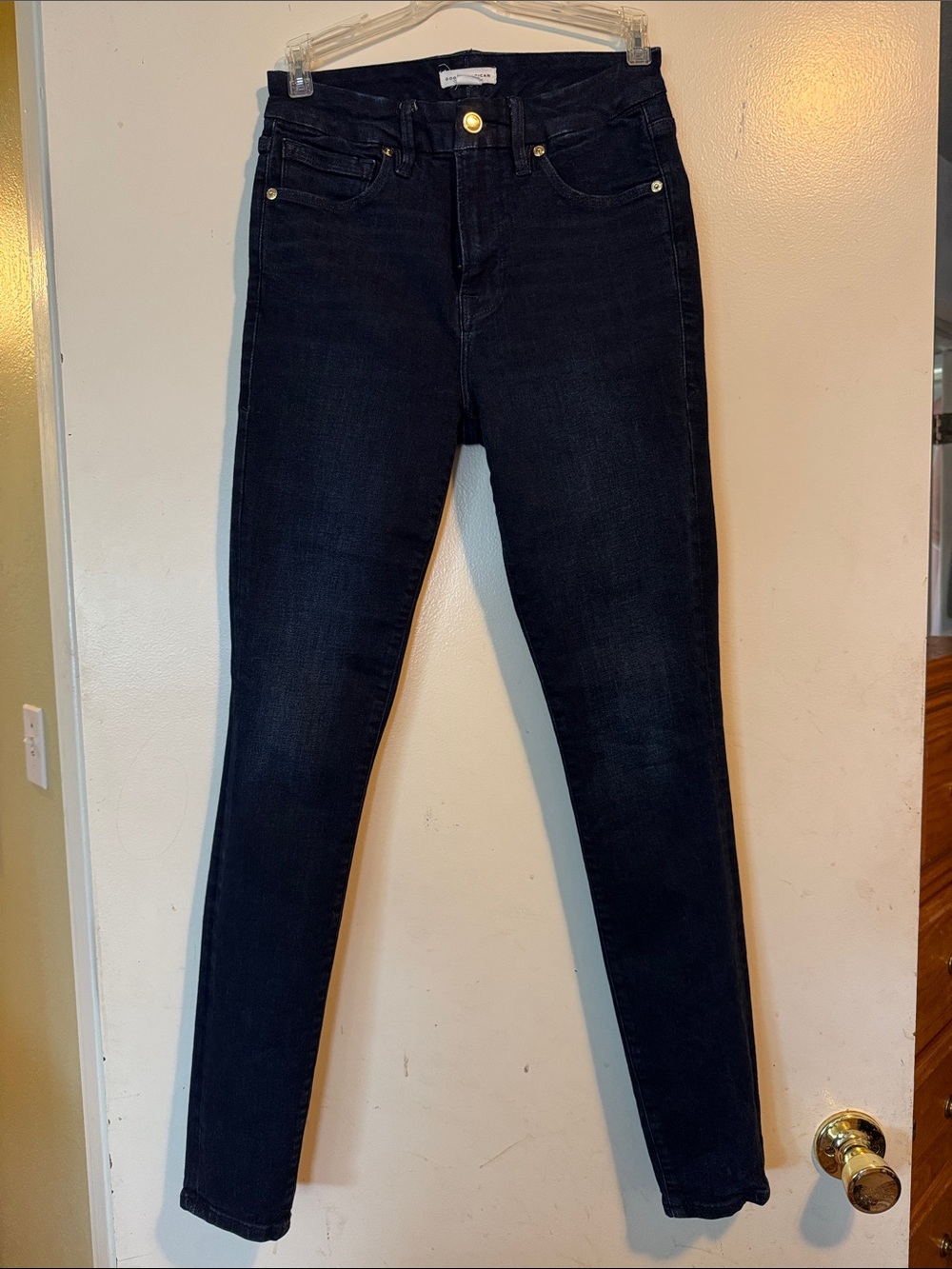 Good American Slim High-Rise Skinny Jeans in Black Wash